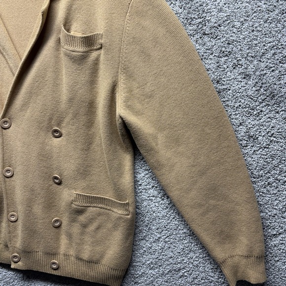 Paul Fredrick Double Breasted Cardigan Knit Men's XXL Tan Merino Wool Grandpa - Picture 4 of 16